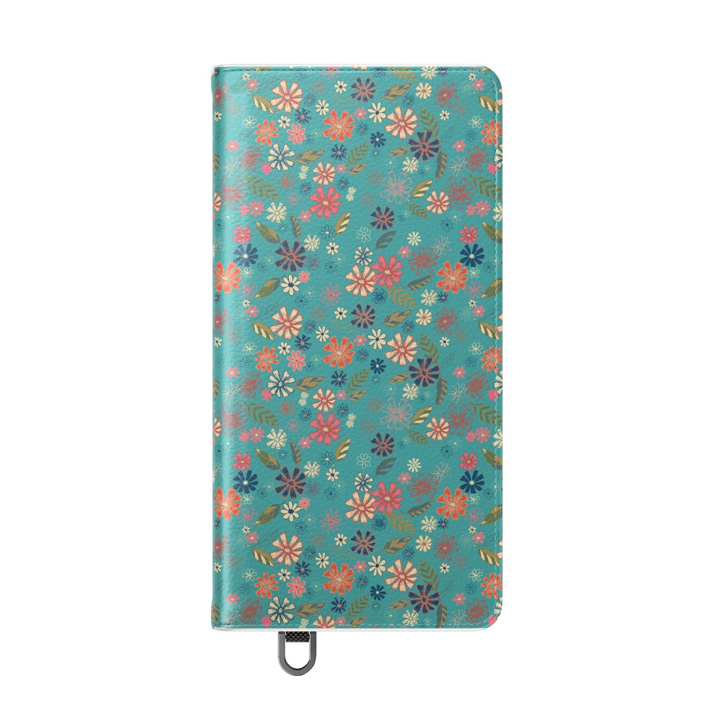 Floral Blue Flip Phone Case — Wallet Folio with Card Slots