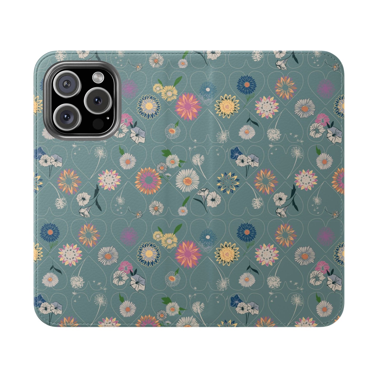Floral Teal Flip Phone Case ~ Angie Lee Design