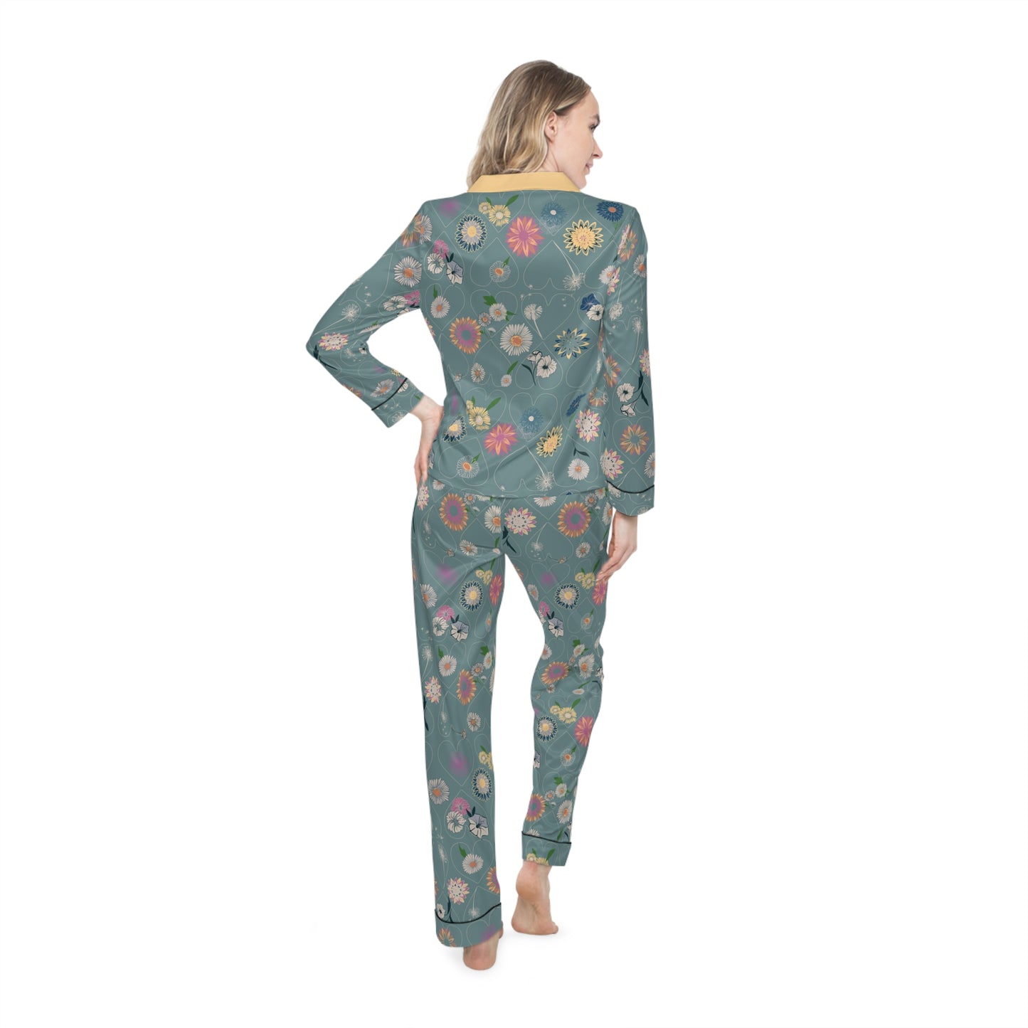 Floral Satin Pajamas Set ~ Angie Lee Design