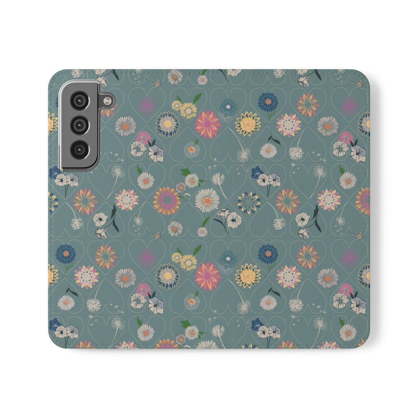 Floral Teal Flip Phone Case ~ Angie Lee Design
