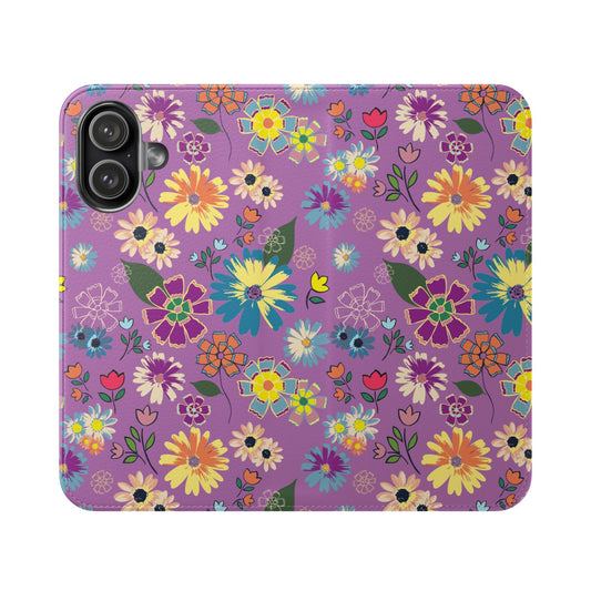 Retro Purple Floral Flip Phone Case ~ Roxy Design
