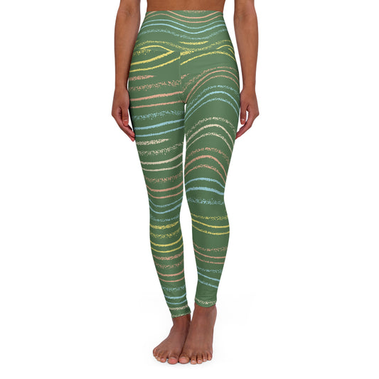 Pastel Tides| Wave Design High Waisted Yoga Leggings