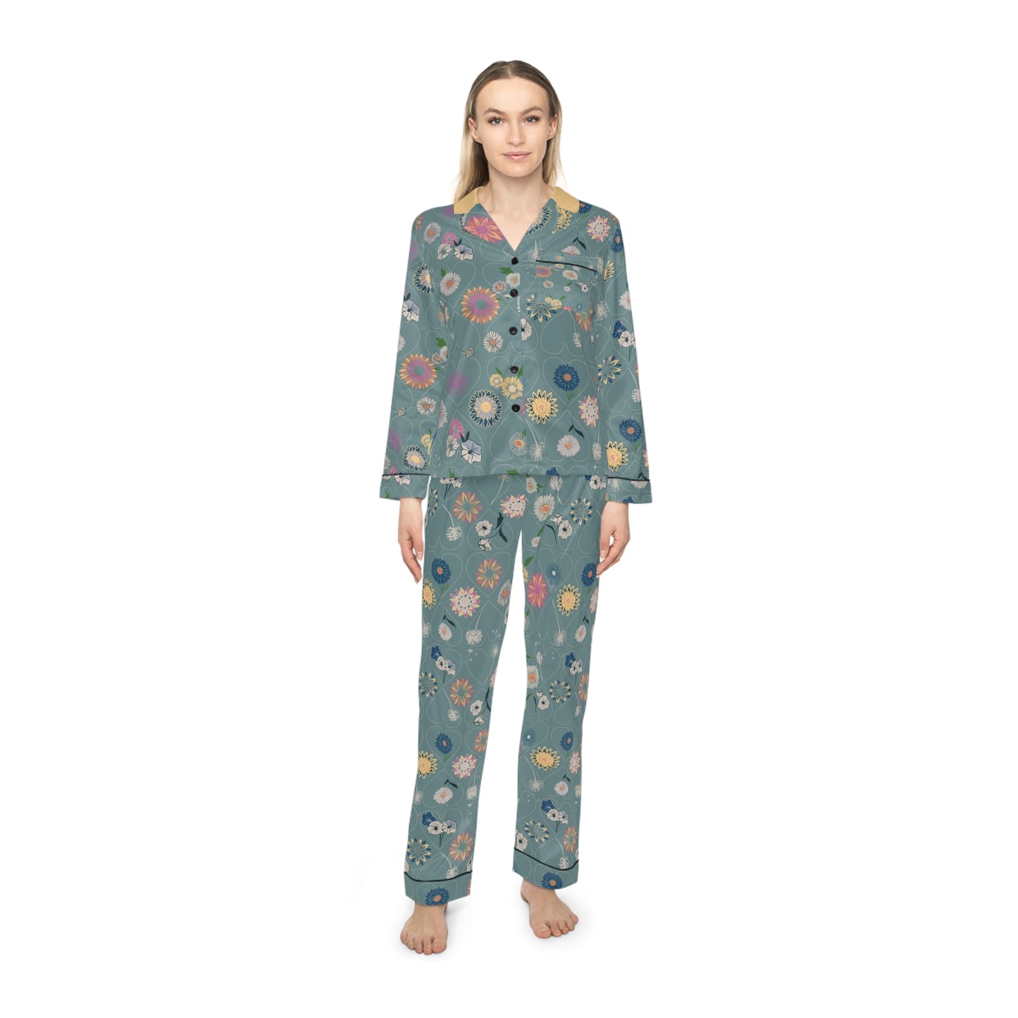 Floral Satin Pajamas Set ~ Angie Lee Design