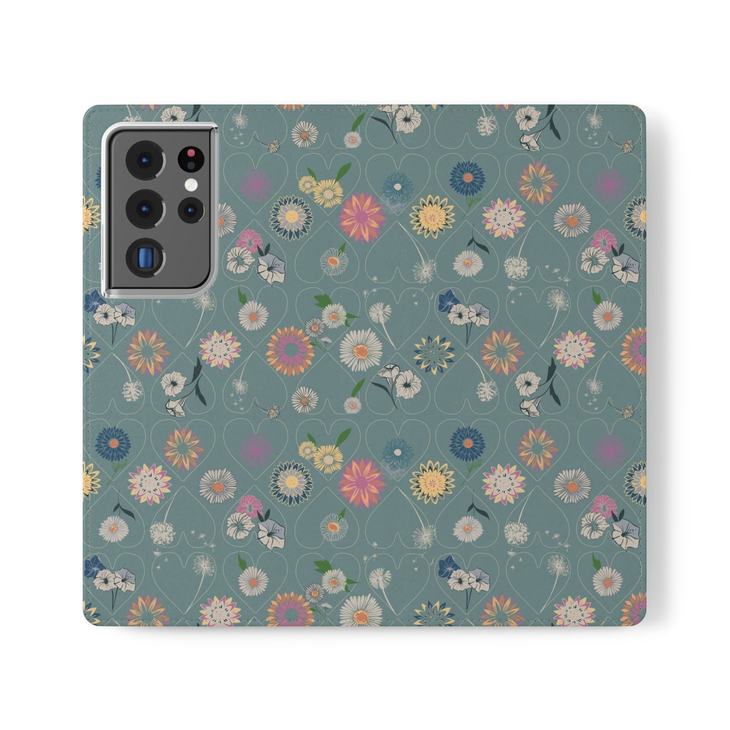 Floral Teal Flip Phone Case ~ Angie Lee Design