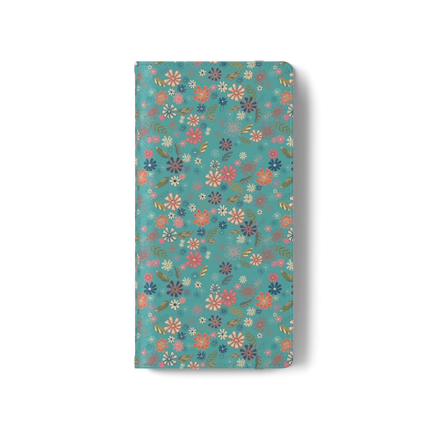 Floral Blue Flip Phone Case — Wallet Folio with Card Slots